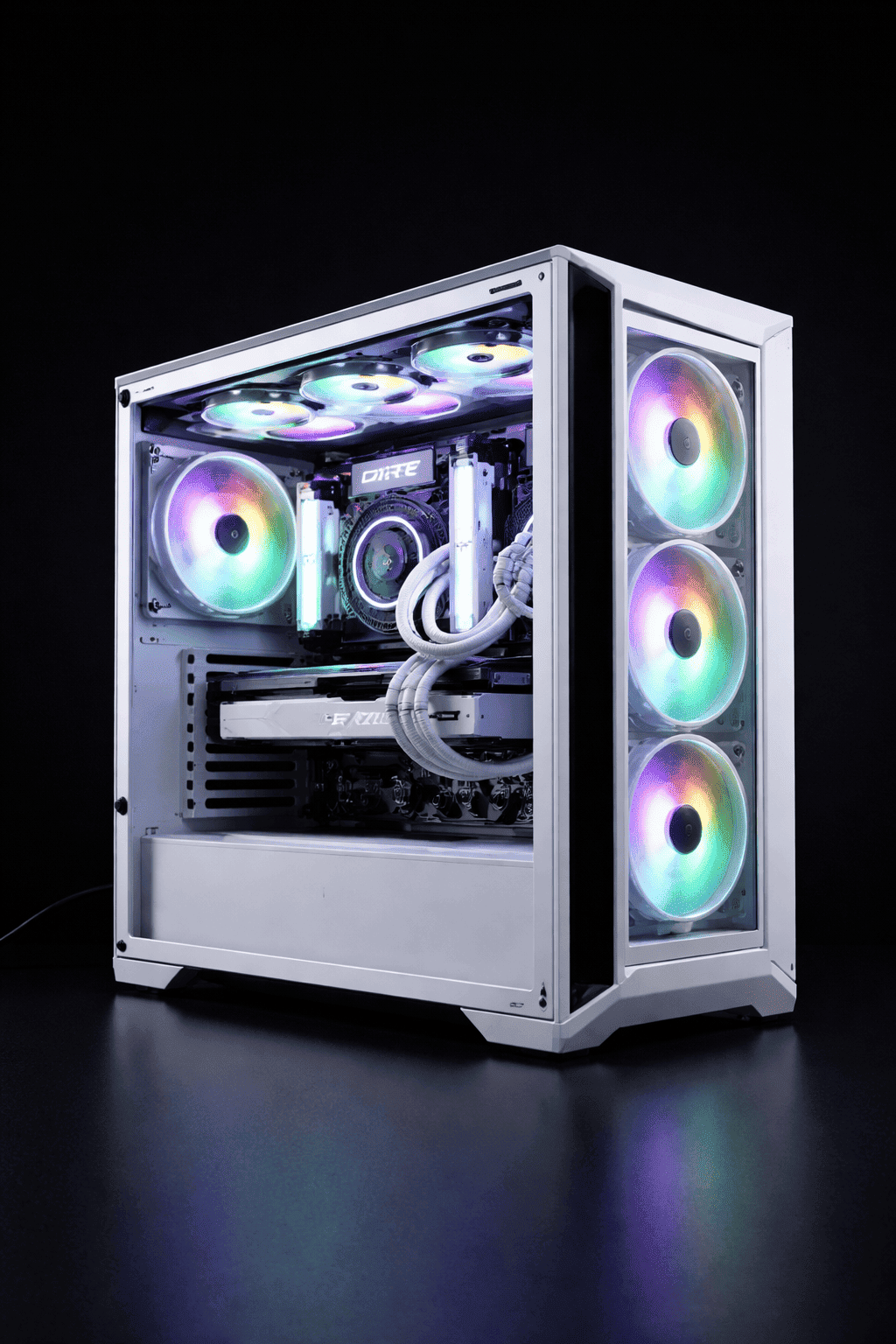 White Gaming PC with RGB lighting